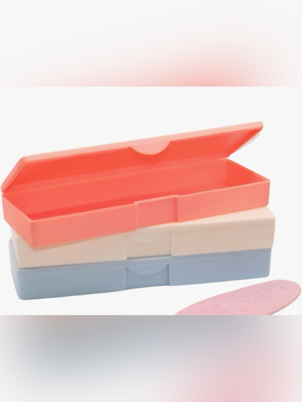 New 2pc Stackable Plastic Storage Boxes in Coral & Light Blue